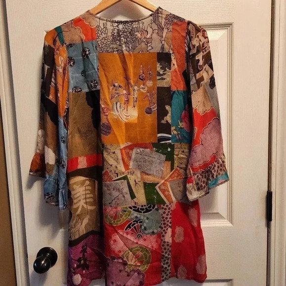 Johnny Was Vera Multi Color Patchwork Tunic size XXSmall New Boho - Picture 6 of 13